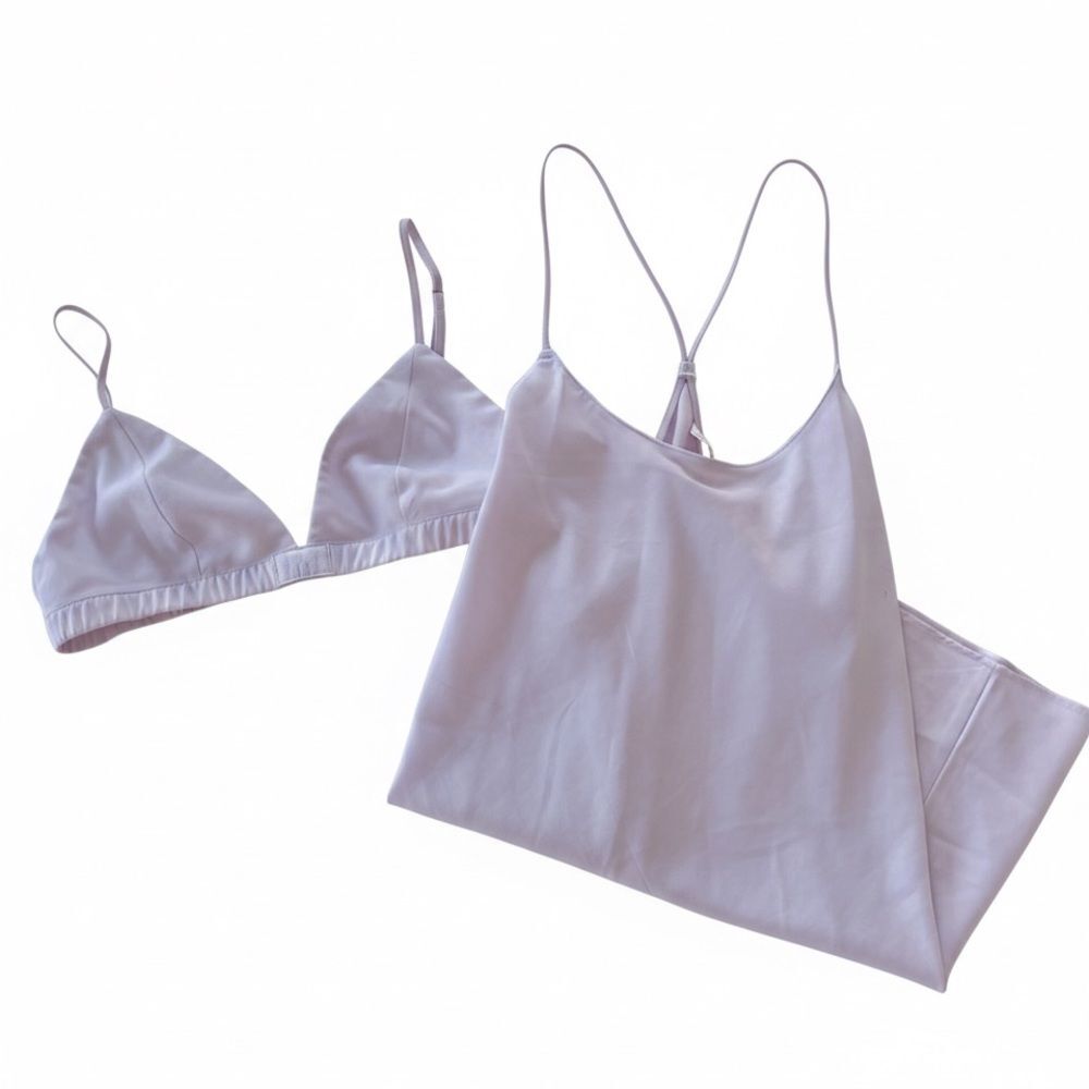 Victoria's Secret Luxe Crepe Intimate Set XS Lilac Lavender Cami Dress Bralette